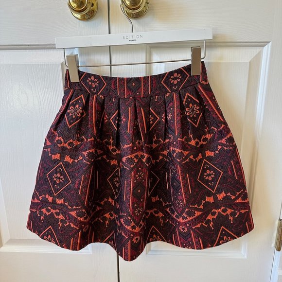 Alice + Olivia Stora Pleated Tribal-Print Skirt Mini Skirt Women’s Size 0 - Picture 3 of 3